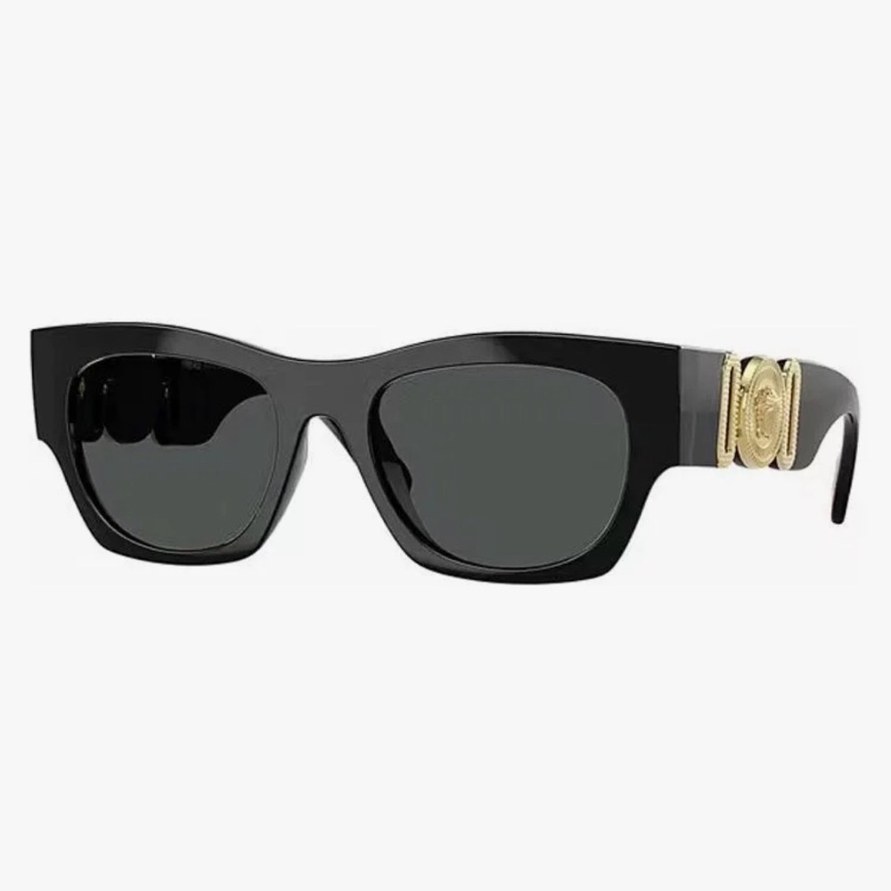 Versace Black and Gray Sunglasses with Gold Detail